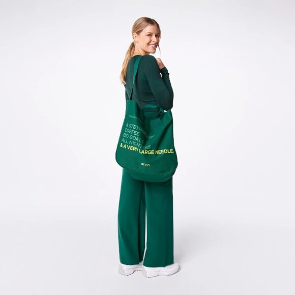 Figs A Very Large Needle Tote in Hunter Green - Picture 5 of 8